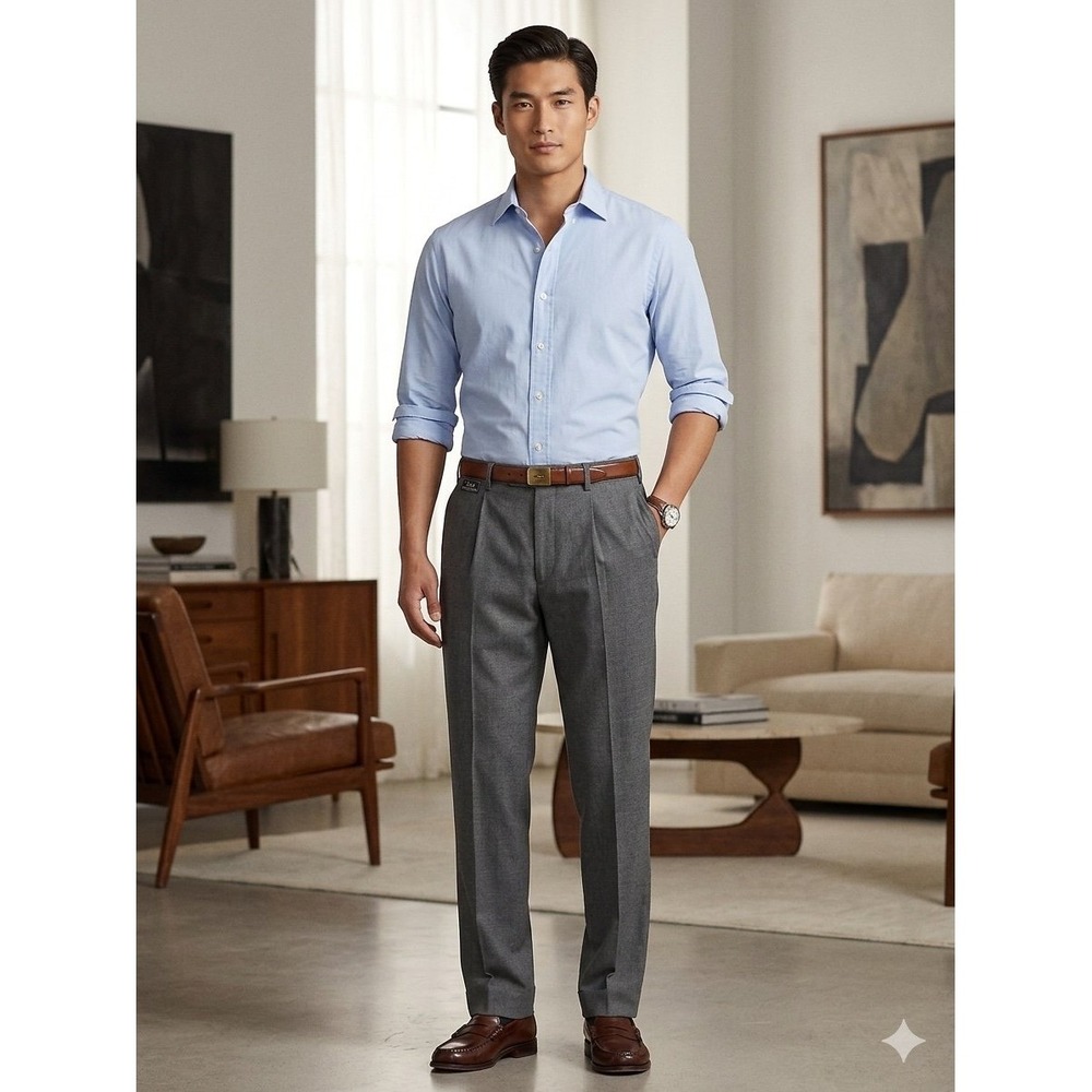 Polo R L 40 x 32 Luxury Grey Dress Pants - Soft Tailored Professional Trousers